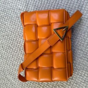 Bottega Veneta Intrecciato Padded Orange Cassette Crossbody Bag